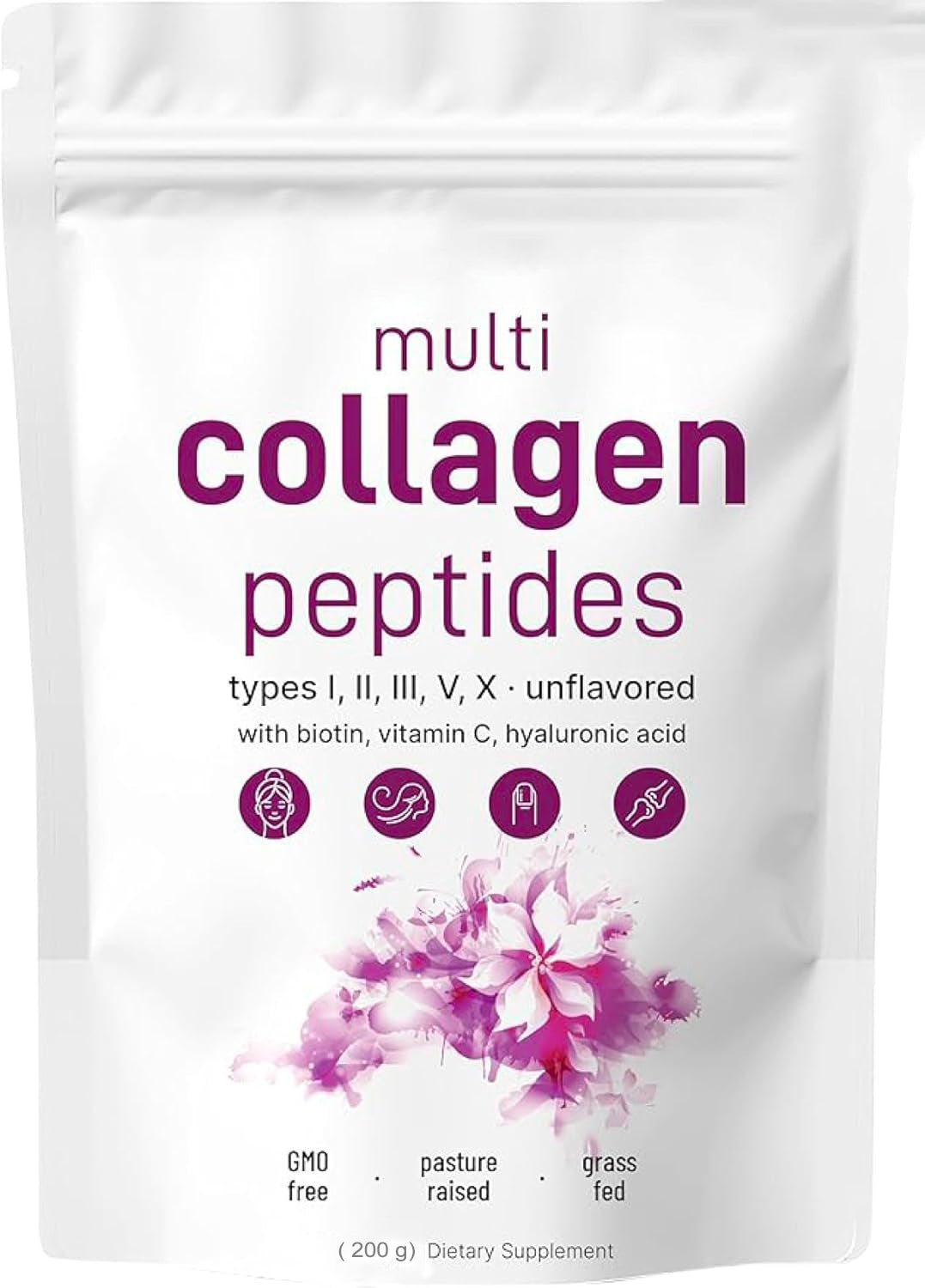 🔥Multi Collagen Peptides Powder - Hydrolyzed Protein Peptides | Type I,II,III,V,X with Hyaluronic Acid, Biotin & Vitamin C - Unflavored - Keto & Paleo Friendly, Ez Mix in Drinks