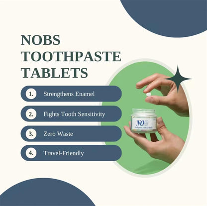 NOBS Toothpaste Tablets - Nano Hydroxyapatite, Flouride & Plastic Free, Eco & Travel Friendly - Remineralize with NHA