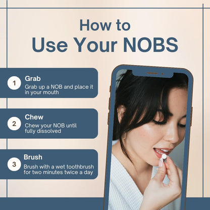 NOBS Toothpaste Tablets - Nano Hydroxyapatite, Flouride & Plastic Free, Eco & Travel Friendly - Remineralize with NHA