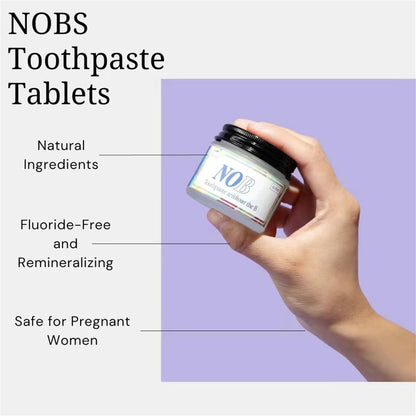 NOBS Toothpaste Tablets - Nano Hydroxyapatite, Flouride & Plastic Free, Eco & Travel Friendly - Remineralize with NHA