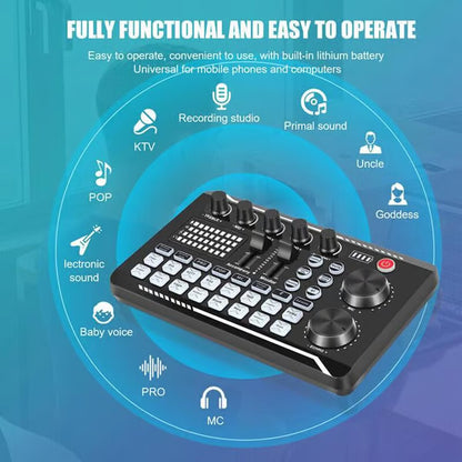 Live Sound Card with DJ Mixer Effects & Voice Changer